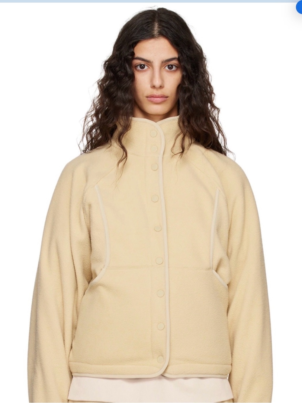 Outdoor Voices Cream Snap-Front Teddy Jacket